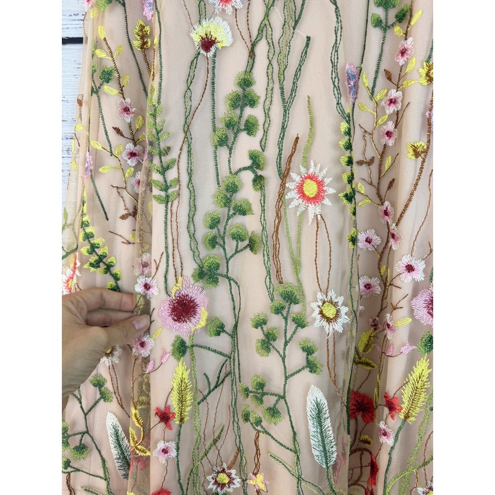 Eva Franco Waverly Garden Skirt Anthropologie Pink Floral Embroidered Tulle - Picture 5 of 10